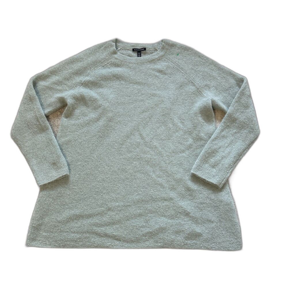 Eileen Fisher Sweater Womens Small Soft Seafoam Airy Washed Mohair Baby Alpaca